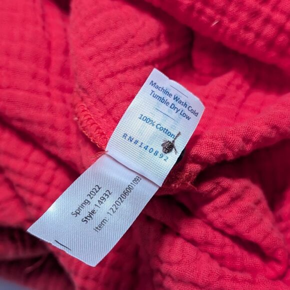 Marine Layer Willow Tiered Button-Up Midi Dress in Red - Picture 16 of 16